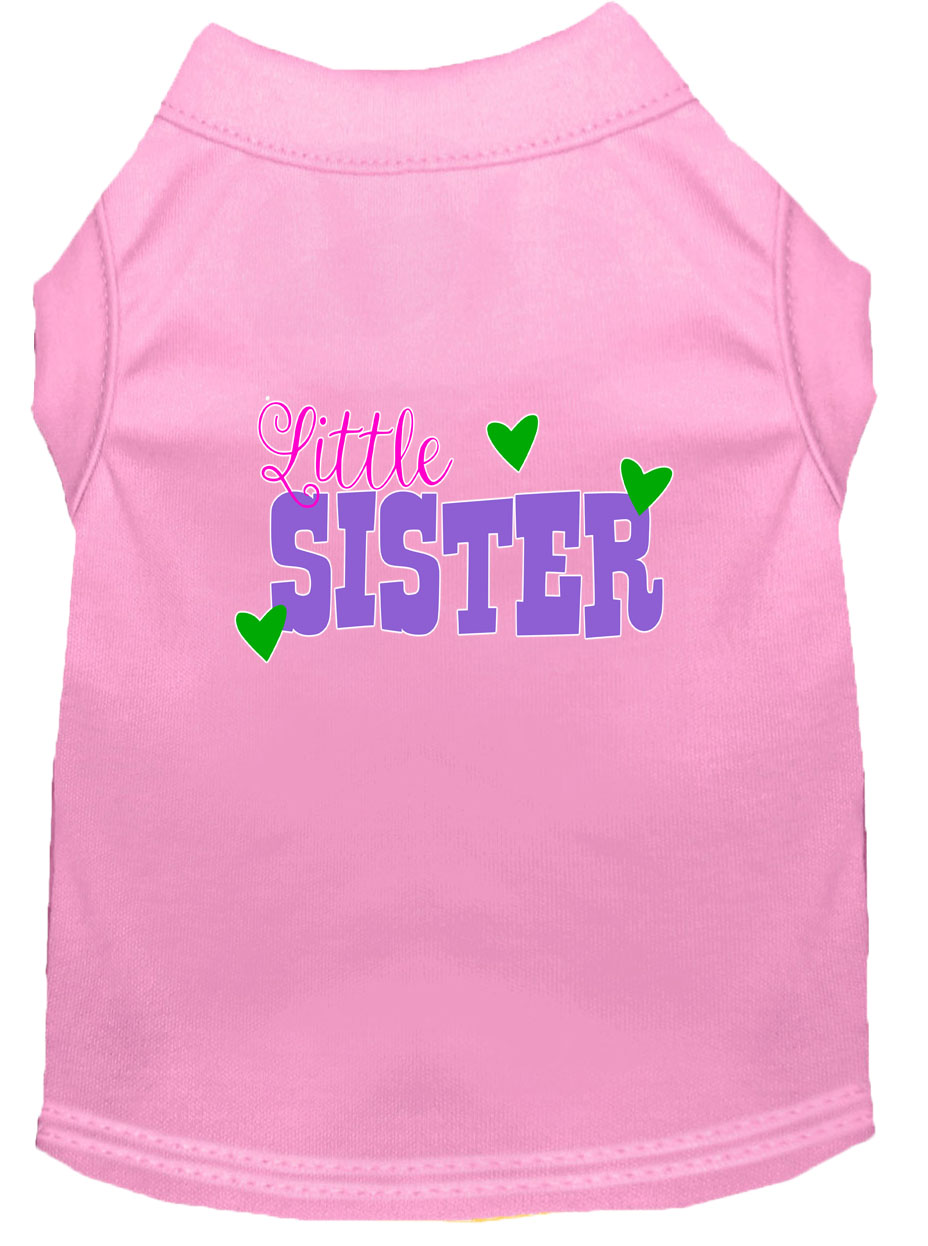 Little Sister Screen Print Dog Shirt Light Pink Sm